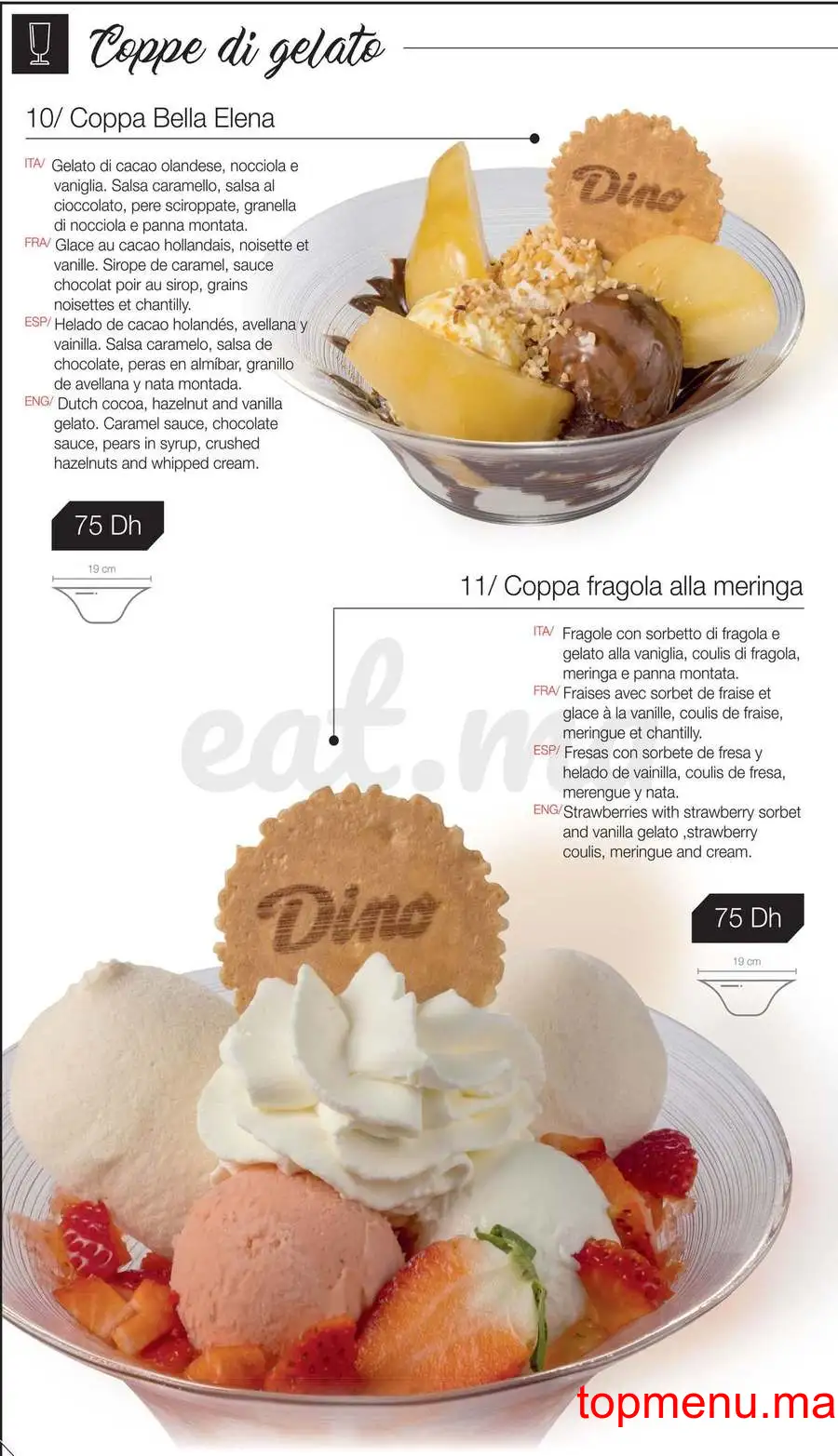 Dino Gelati menu page 10