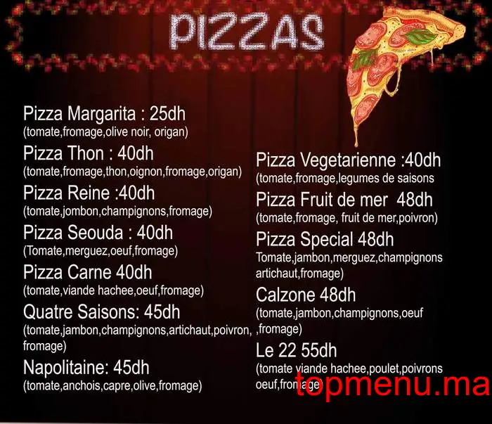 Le 22 Pizza menu page 3