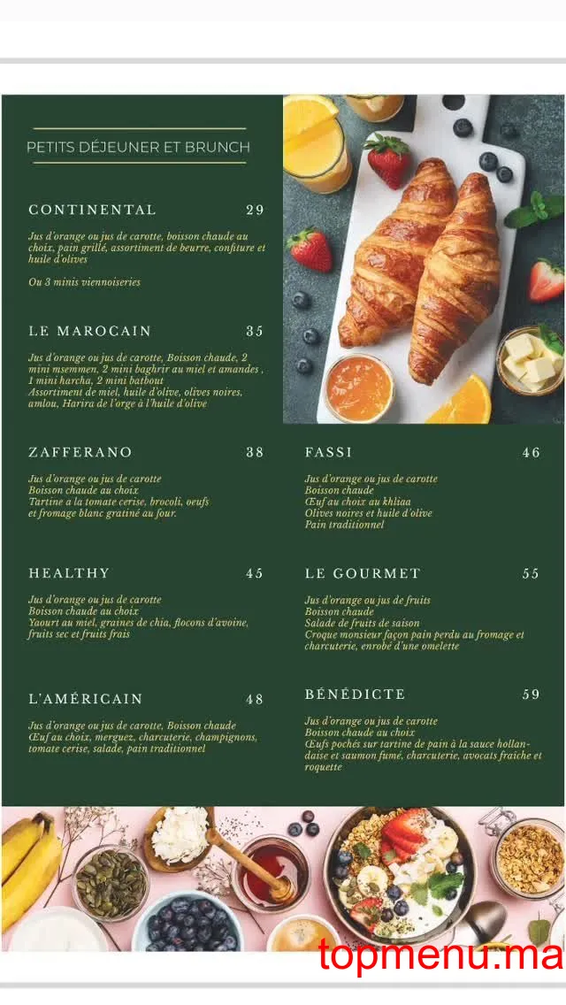 Zafferano menu page 1