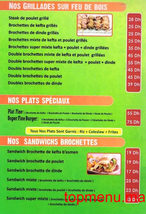 Fine Burger menu page 8