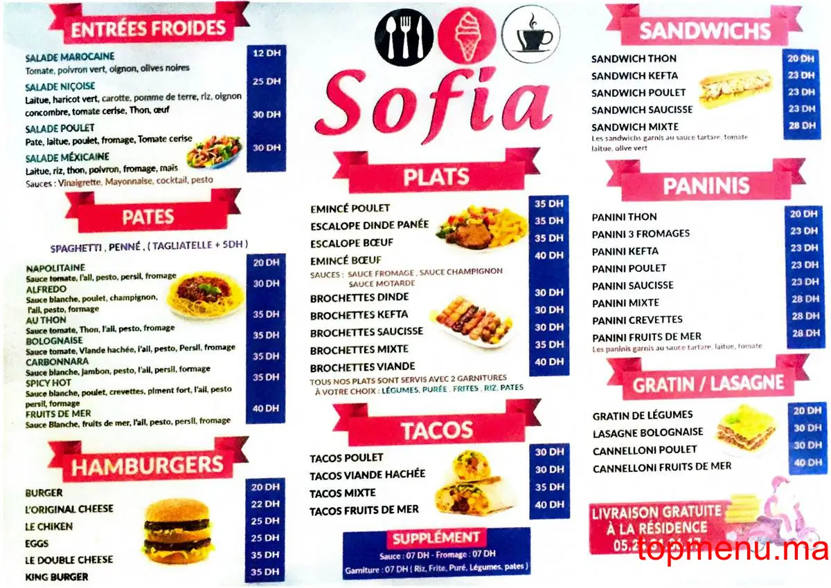 Restaurant Sofia menu page 2