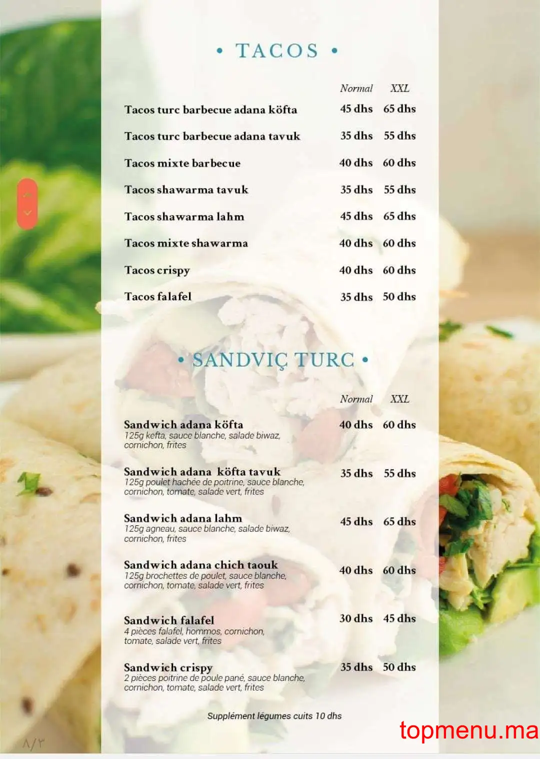 Turkish Chef menu page 3