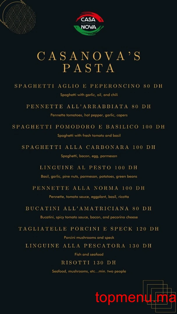 Casa Nova menu page 8