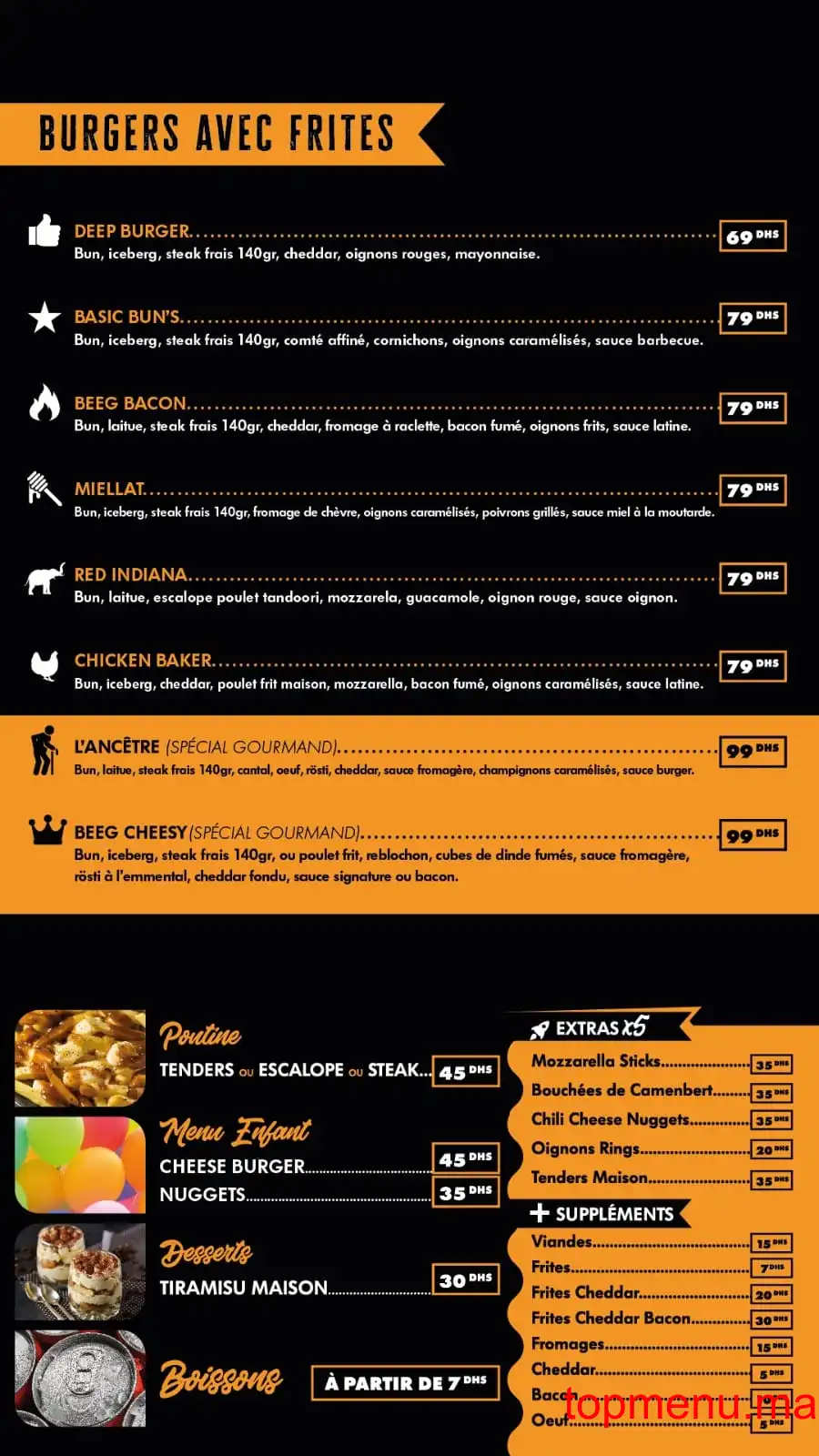 Deep Burger menu page 1