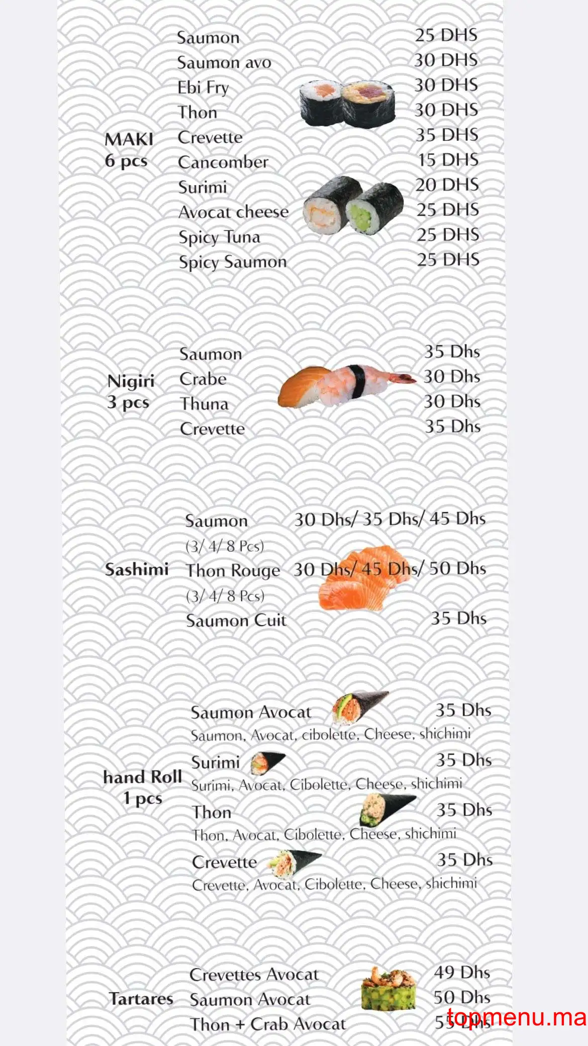 Sushi for you menu page 1