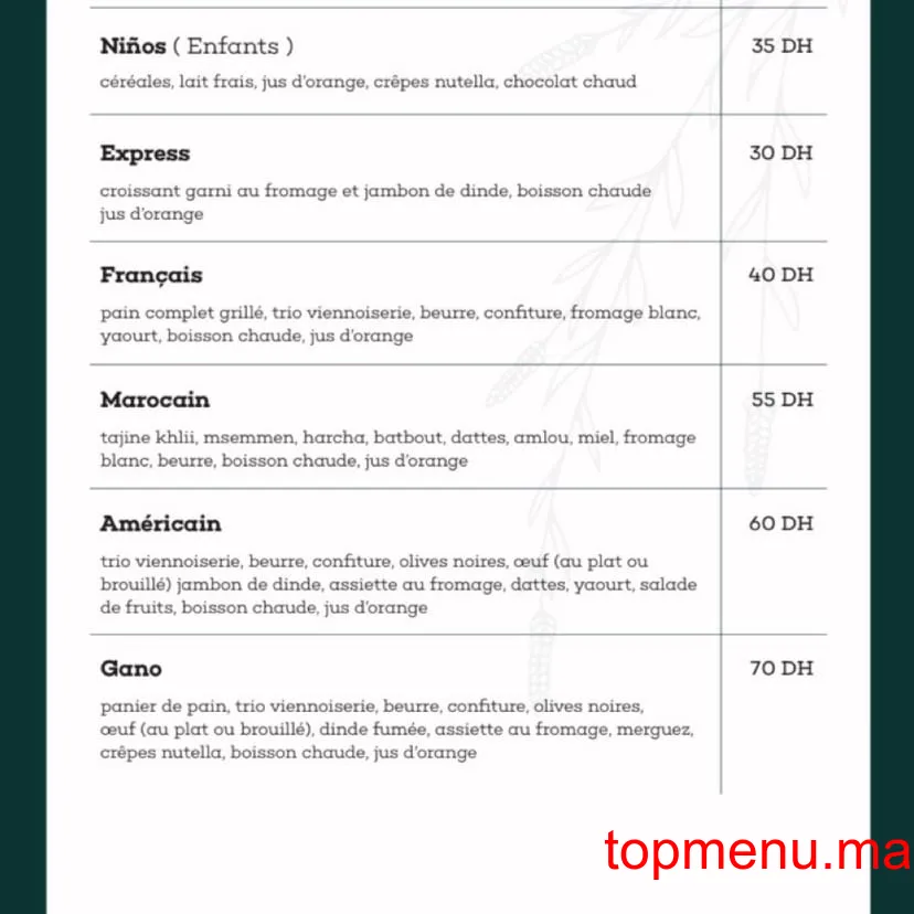 Gano menu page 2