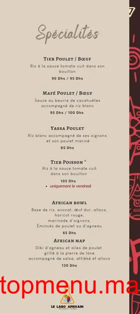 Le Labo Africain menu page 4