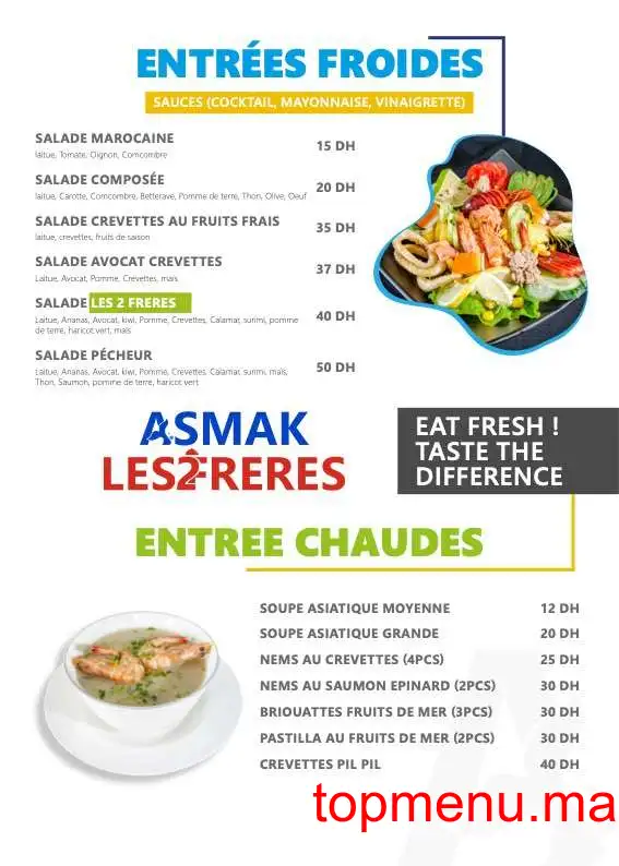 Asmak LES 2 FRÈRES menu page 1