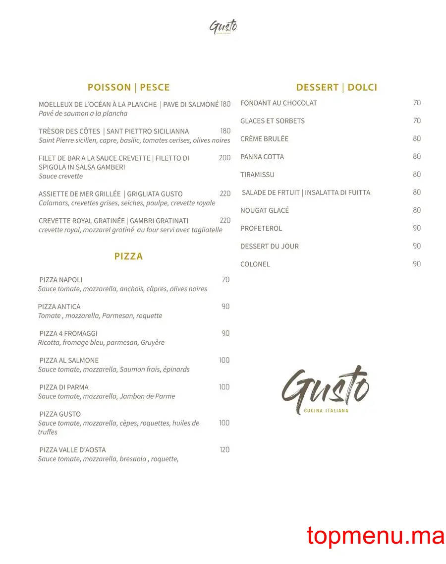 Gusto menu page 2