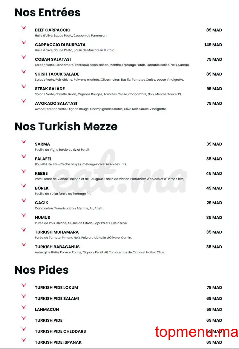 Turkish SteakHouse menu page 1