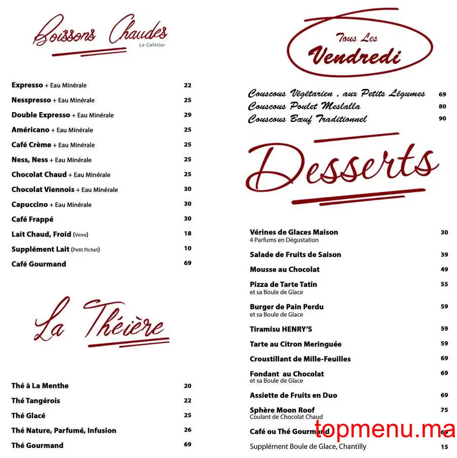 Moon Roof Café menu page 3