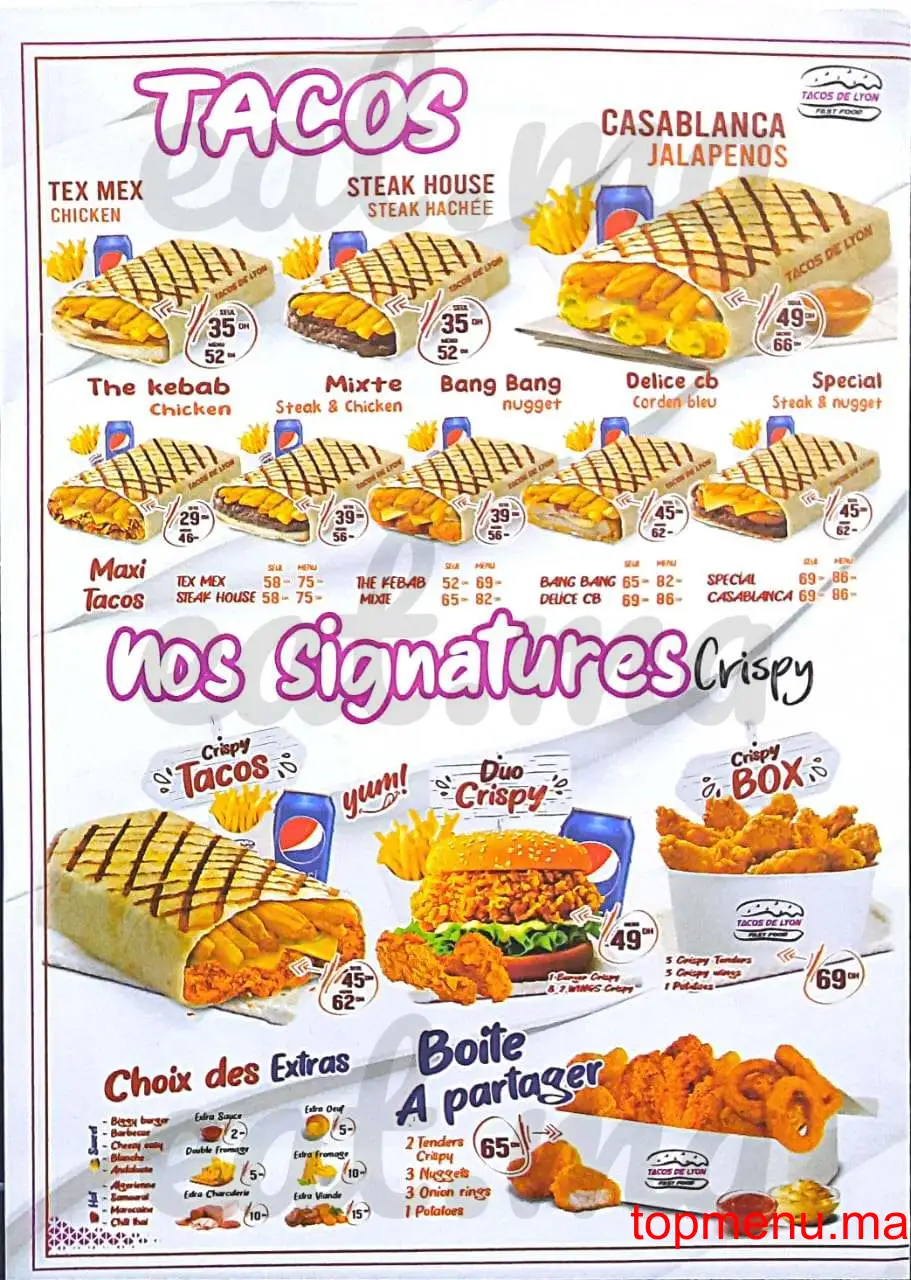 Tacos De Lyon Carrée Éden menu page 1