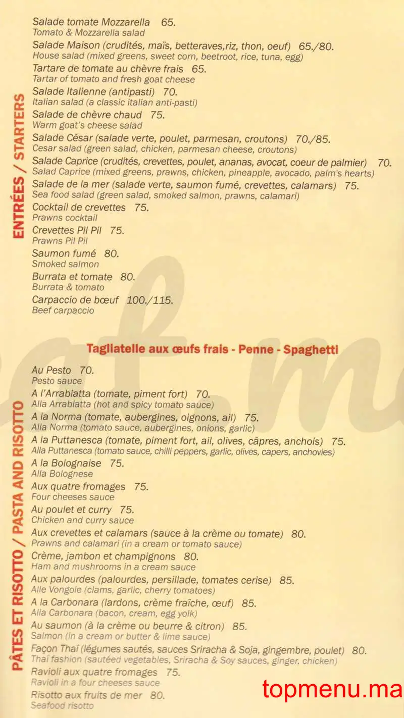 Le Catanzaro menu page 1