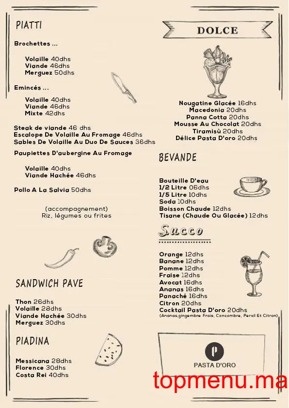 Pasta Di Sole menu page 1