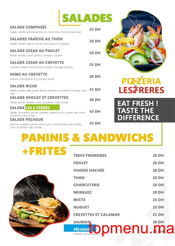 Les 2 frères menu page 1