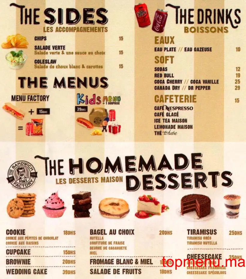 The Sandwich Factory menu page 3