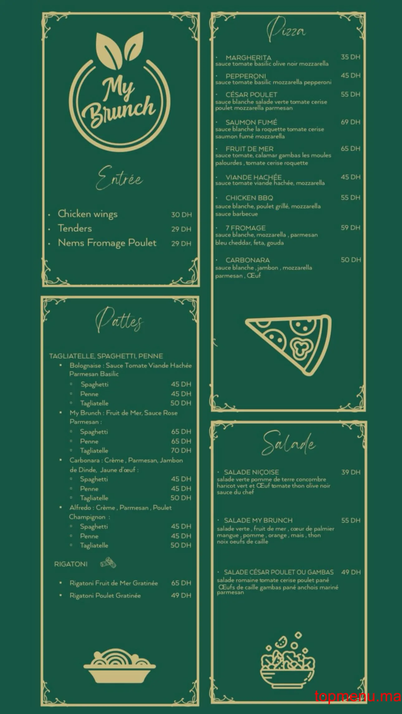 My Brunch menu page 1