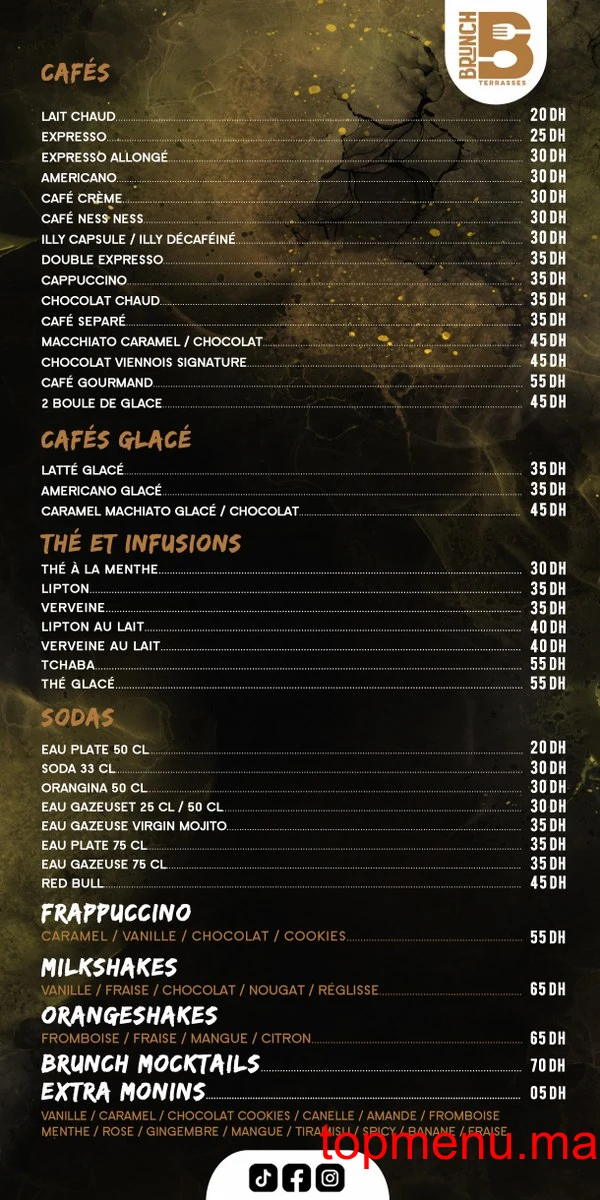 Brunch terrasses menu page 1