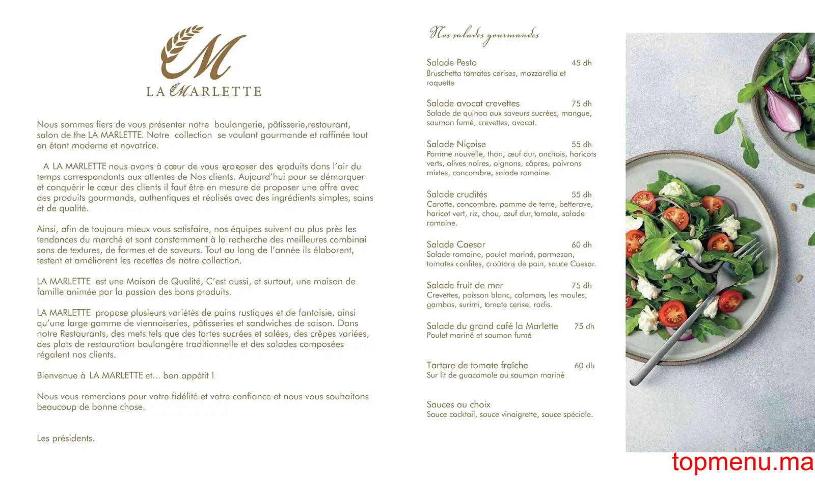 La Marlette Guéliz menu page 1