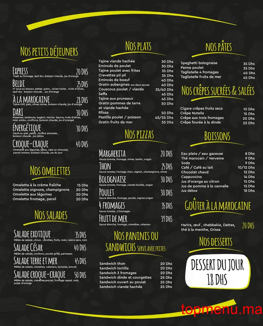 Croque et Craque menu page 1