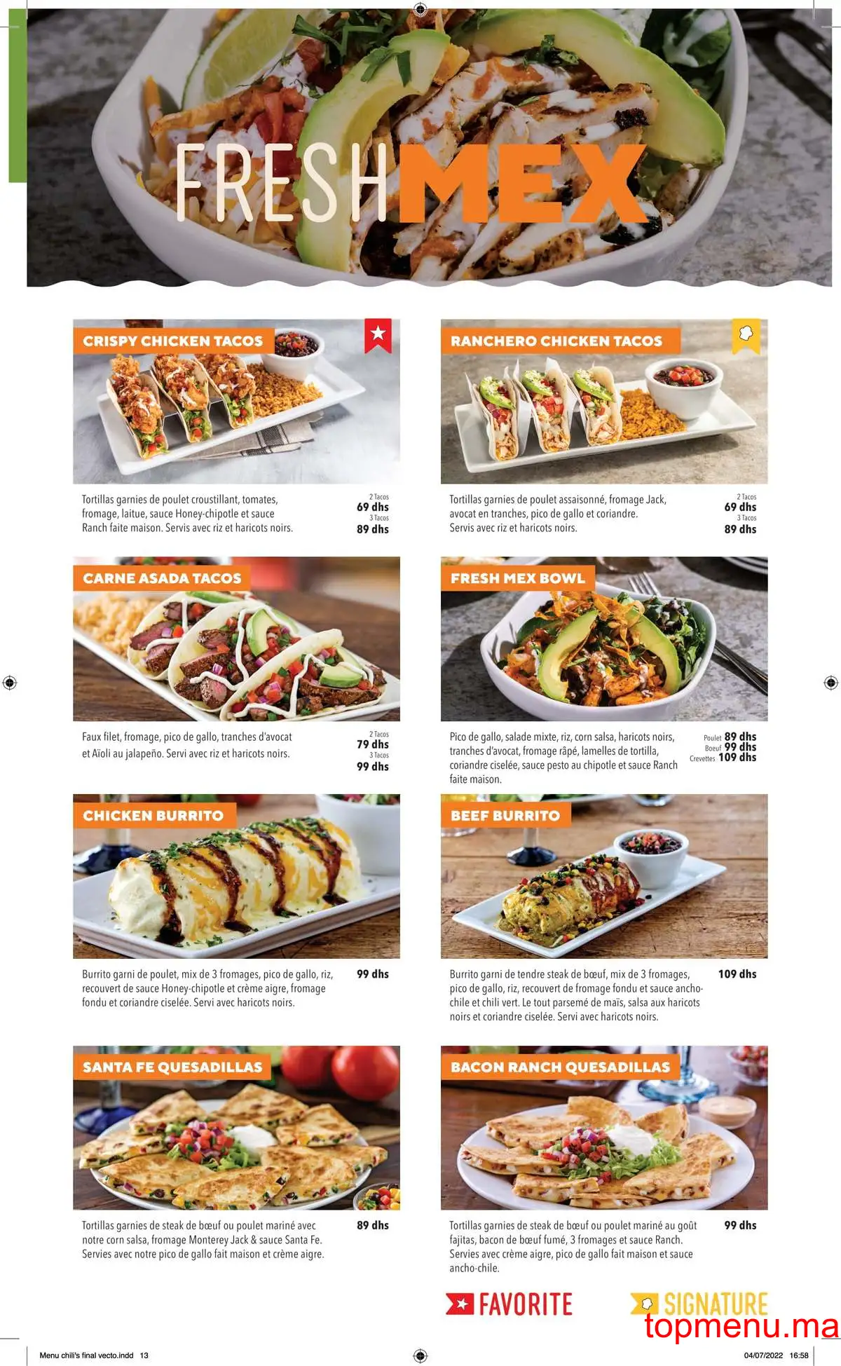 Chili’s menu page 8