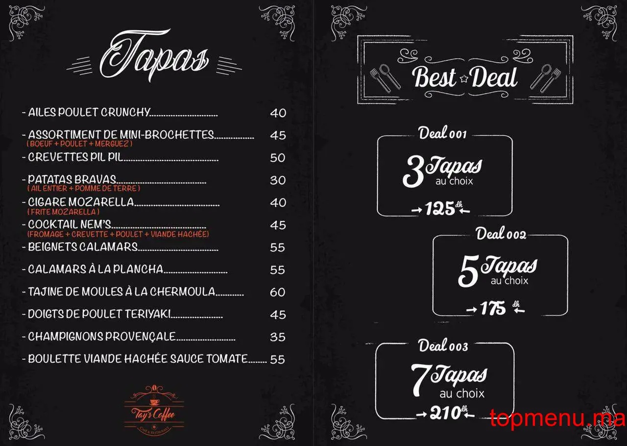 TAY’S Coffee menu page 5