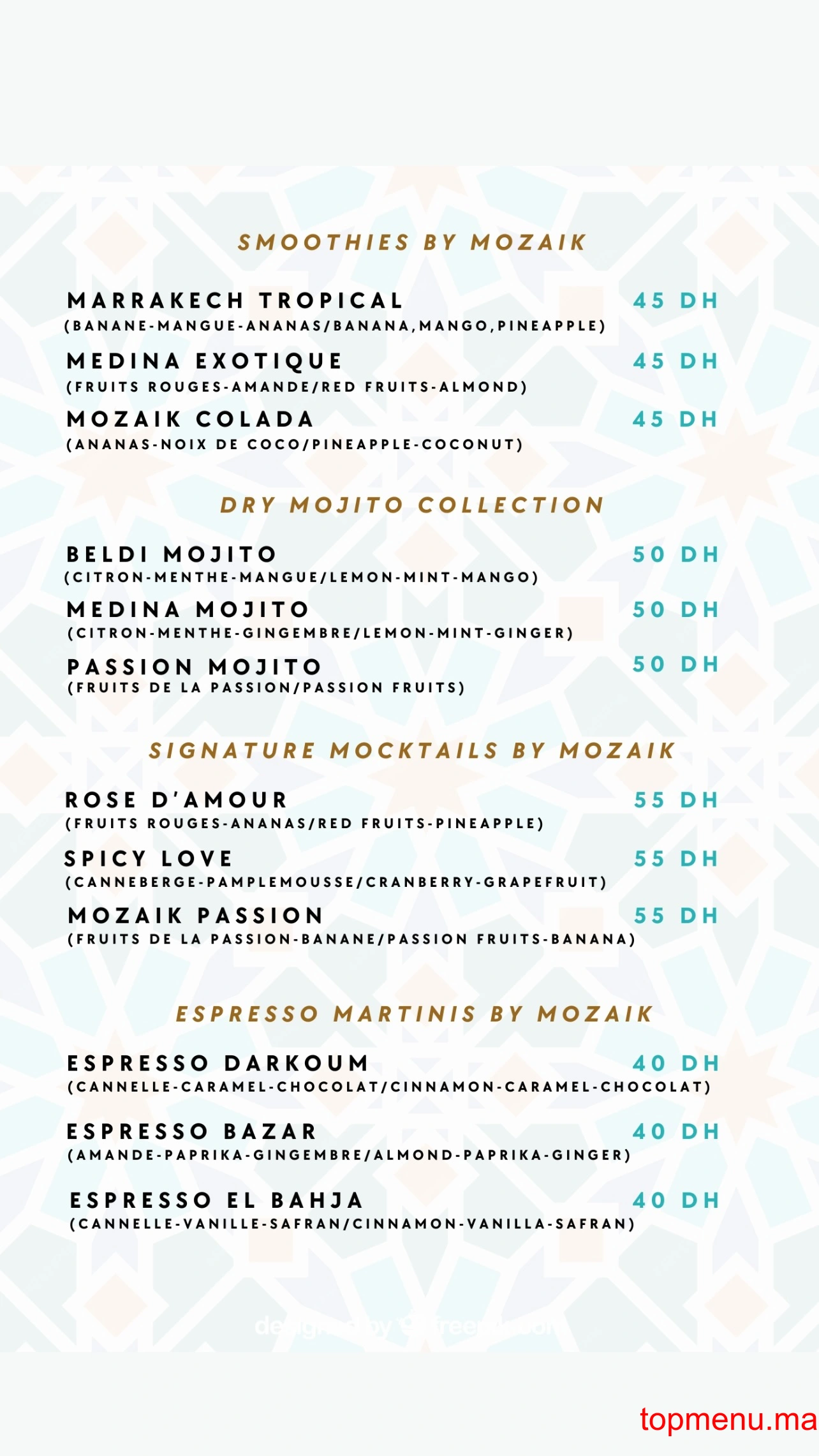 Mozaikart Coffee N’Brunch menu page 2