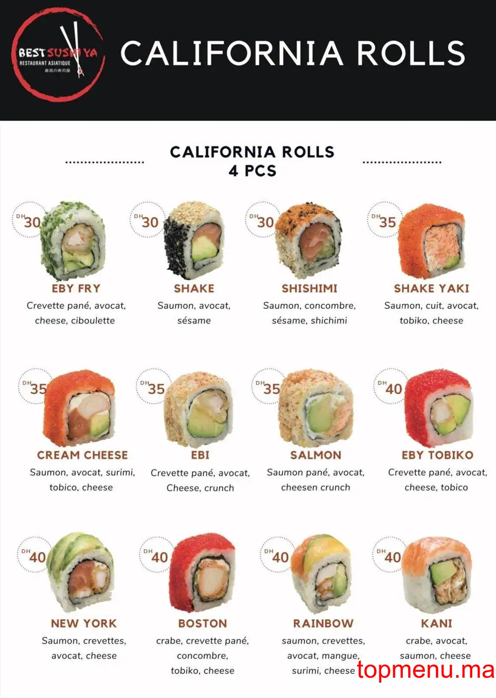 Best Sushi Ya menu page 2