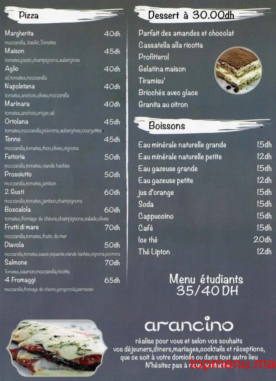 Arancino menu page 2