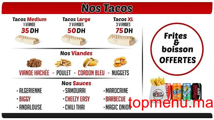 Tacos & Wraps menu page 3