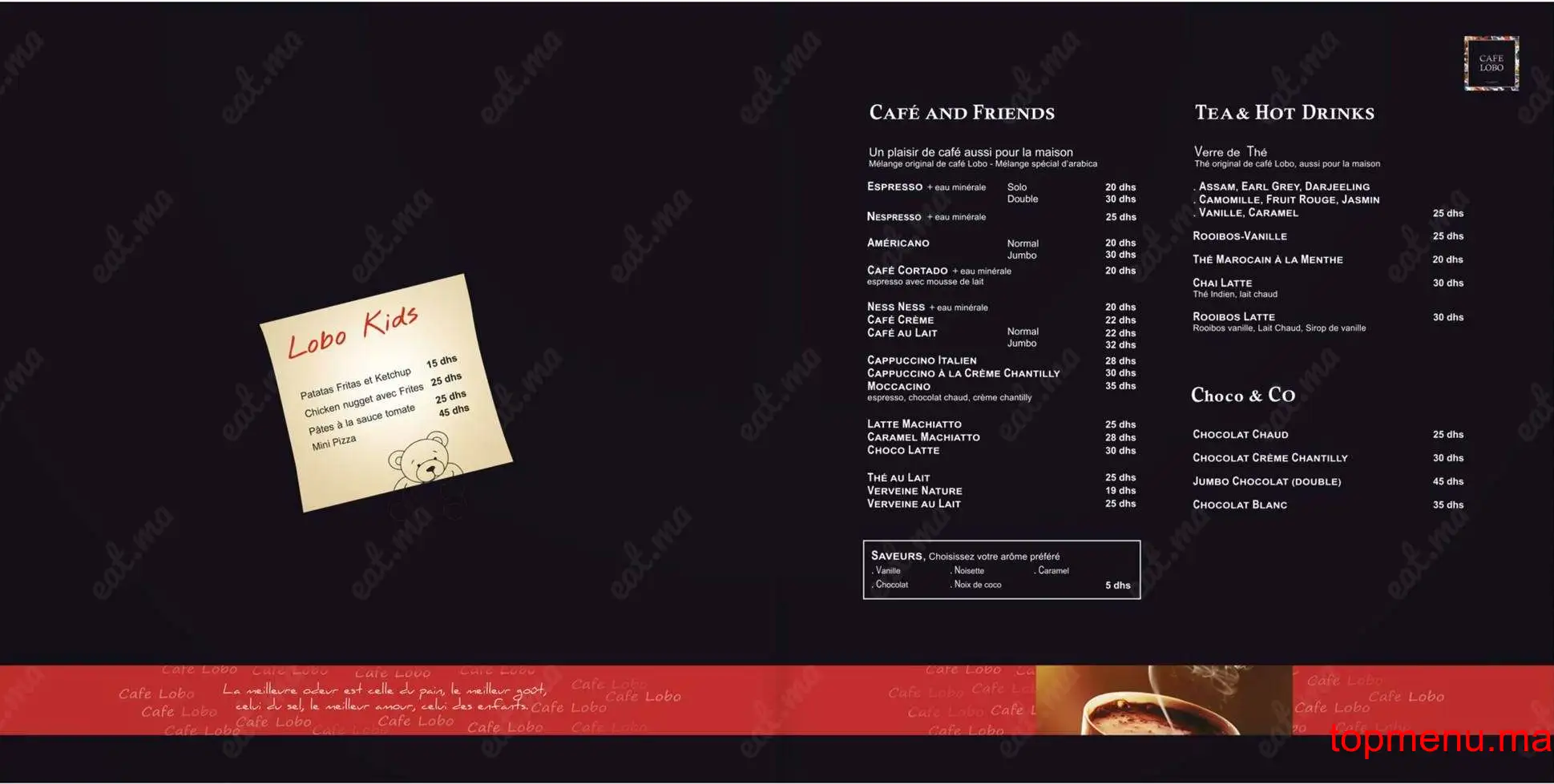 Café Lobo menu page 1