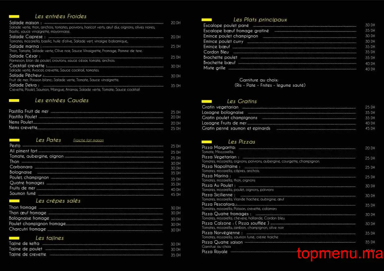 Dekra Food menu page 2