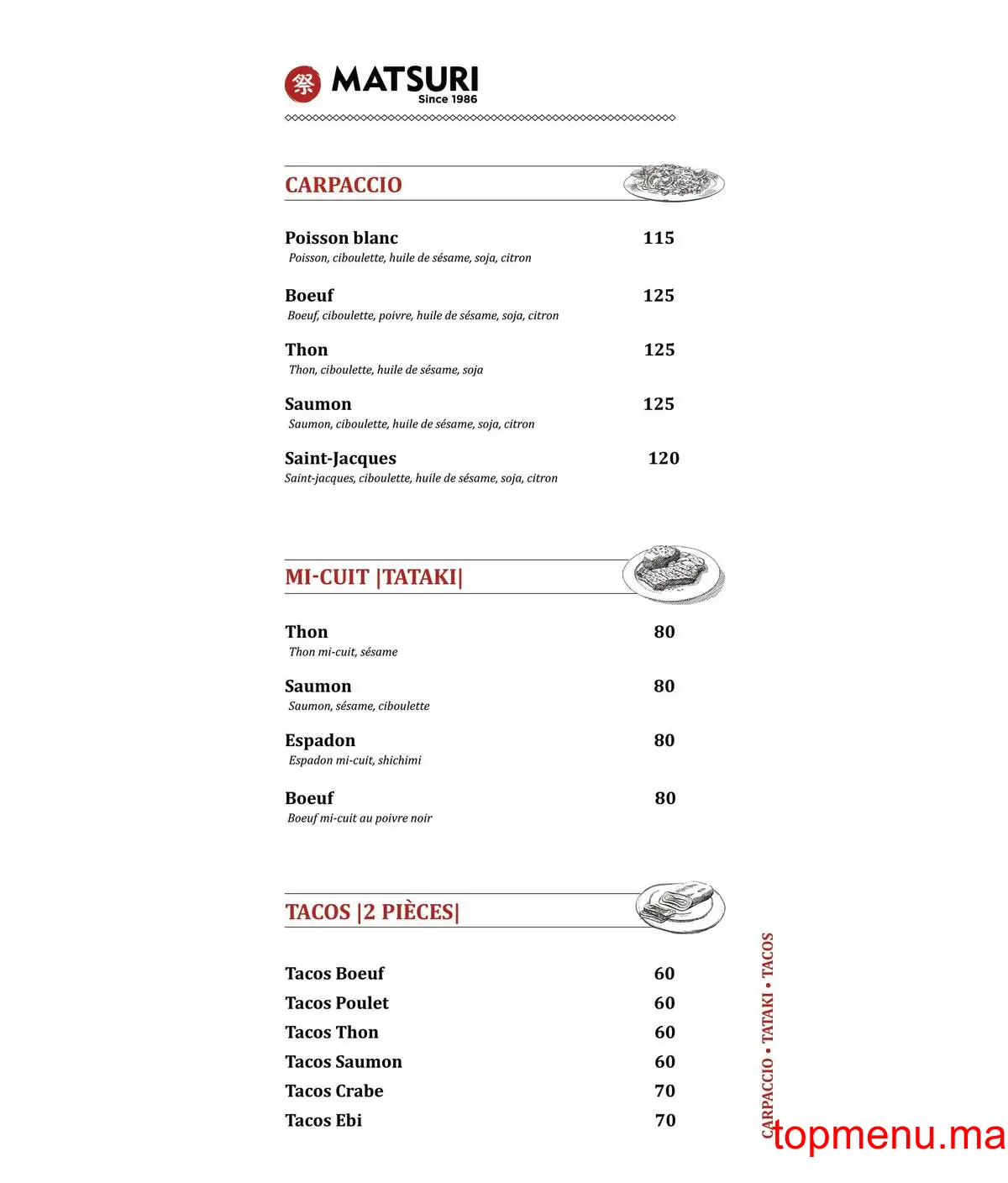 Matsuri menu page 22