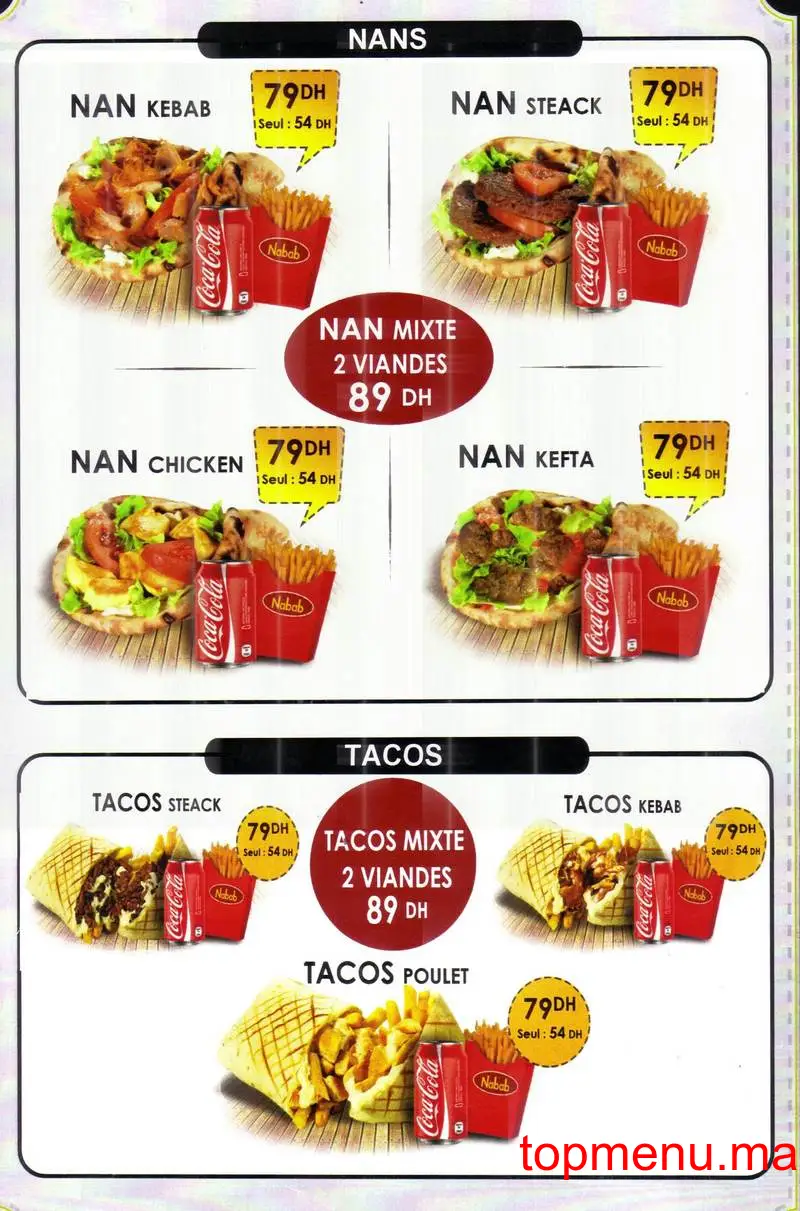 Nabab Lounge menu page 2