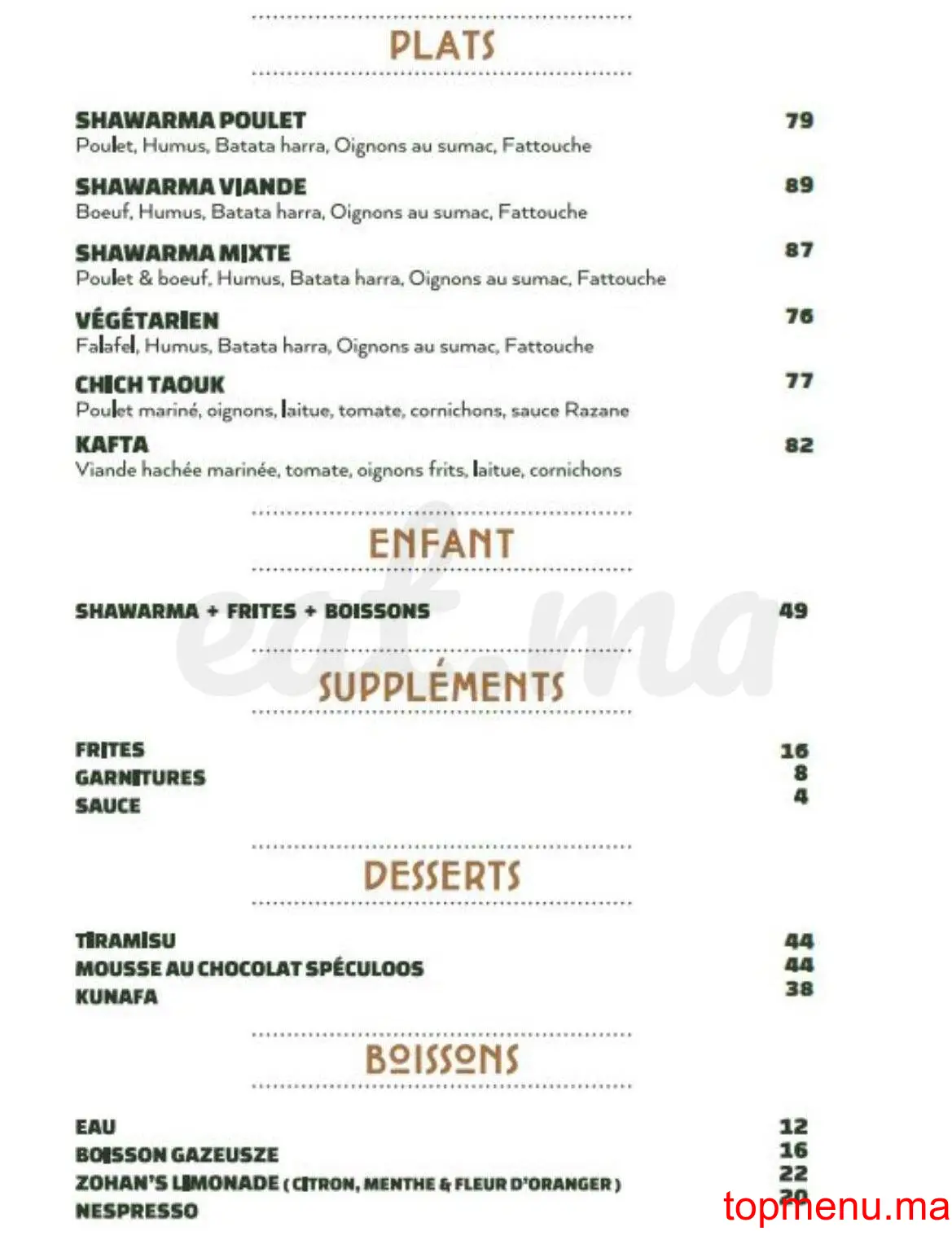 RAZANE menu page 3