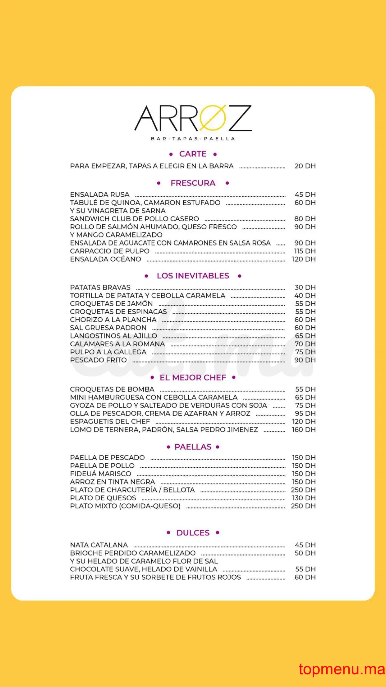 Arroz Bar Restaurant menu page 4