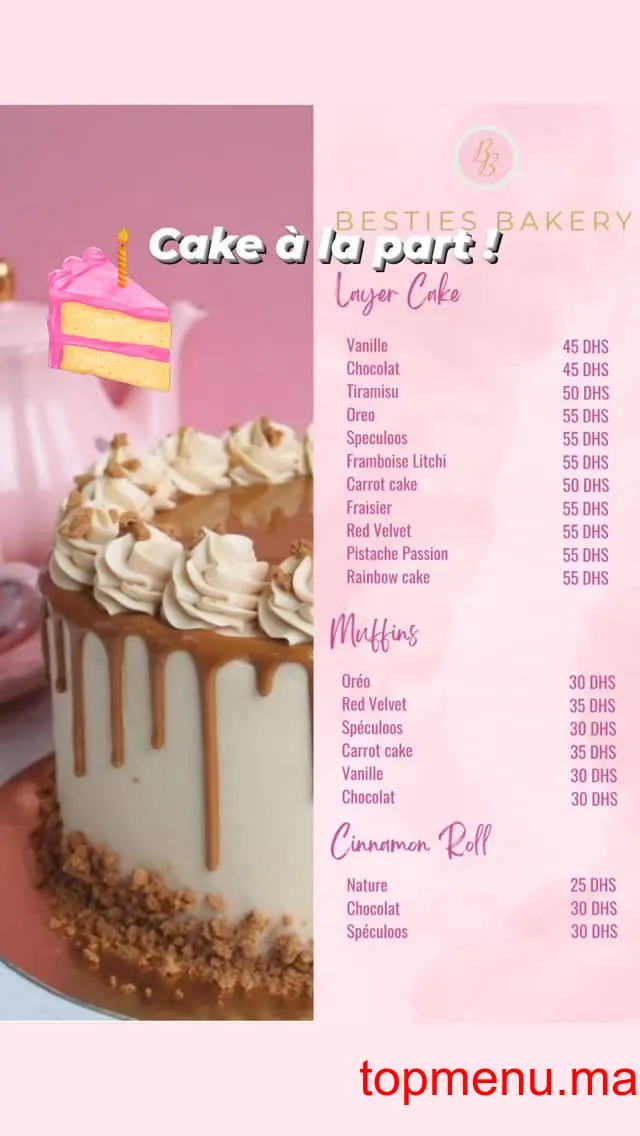 Besties Bakery menu page 1