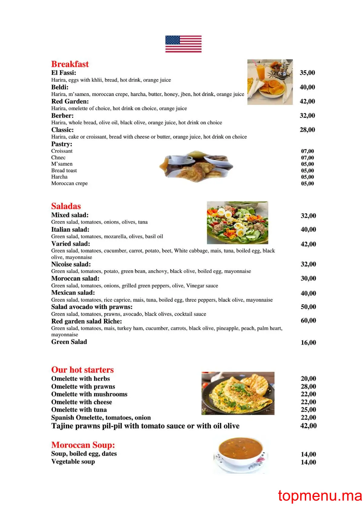 Red Garden menu page 3