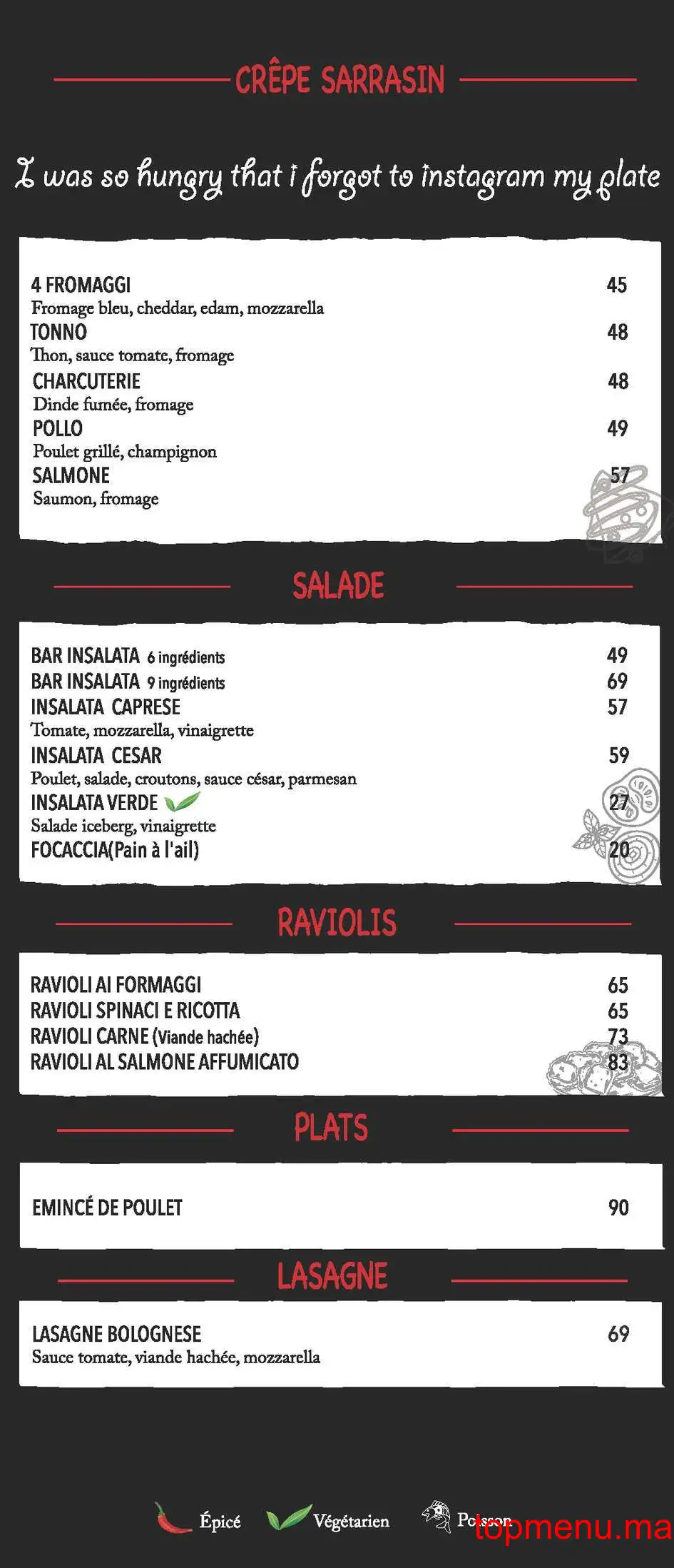 Amore Italiano Al Mazar menu page 1