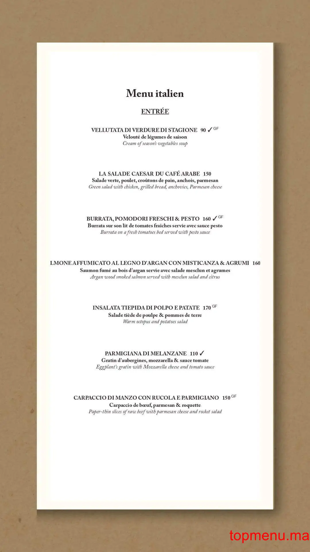 Cafe Arabe menu page 5