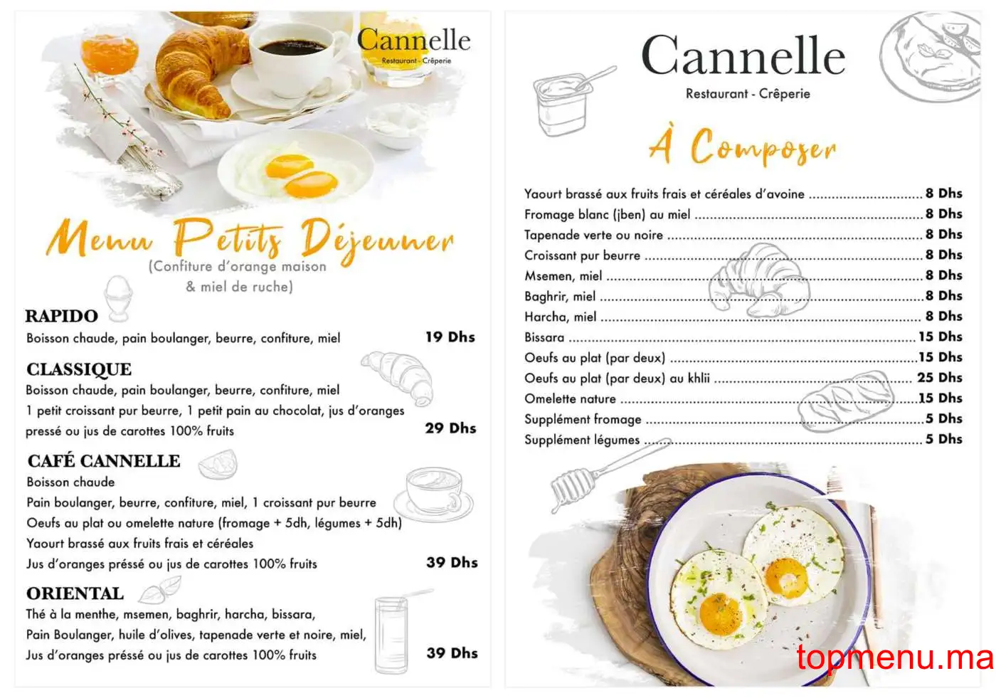 Café Cannelle menu page 1