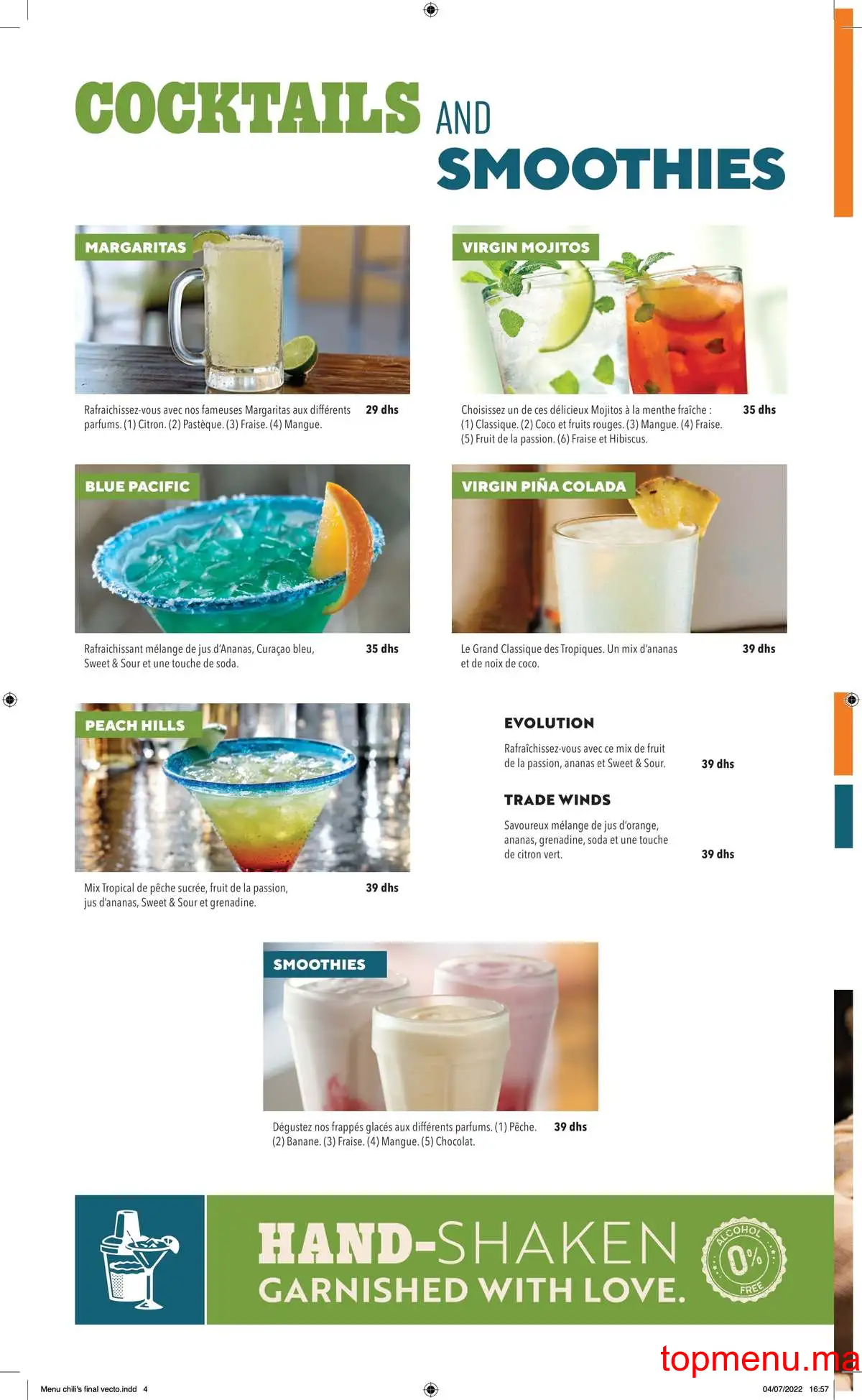 Chili’s menu page 1