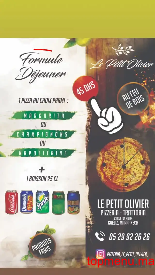 Le Petit Olivier menu page 1