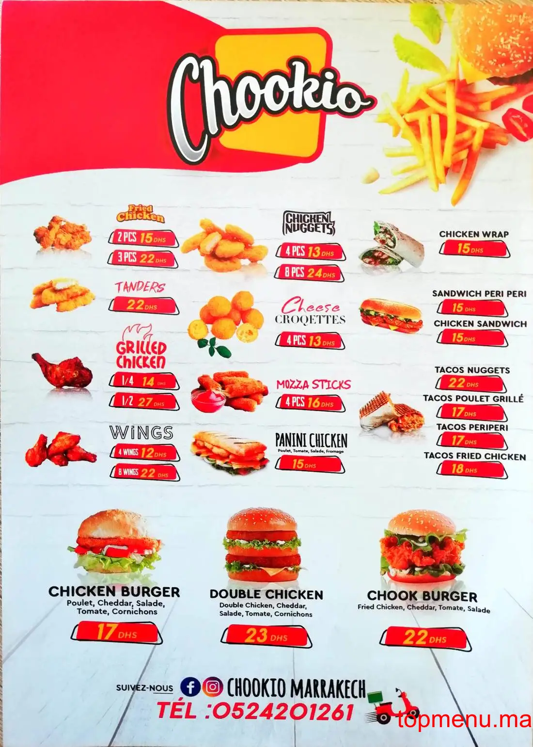 Chookio menu page 1