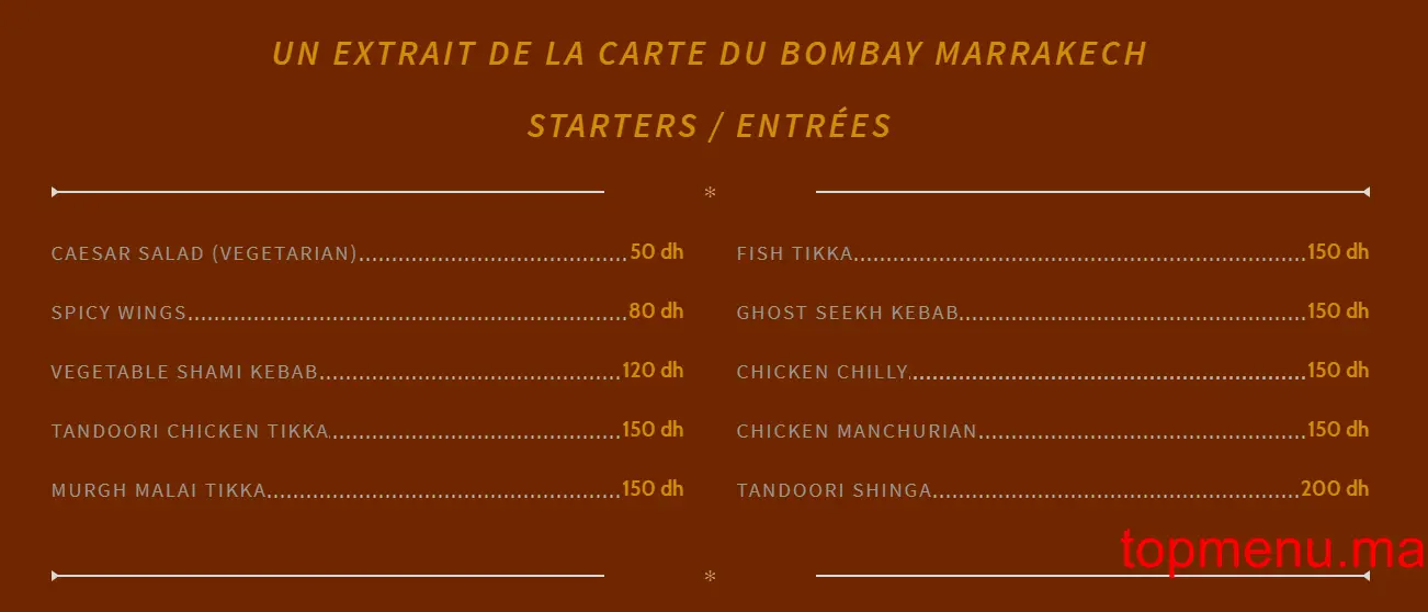 Bombay menu page 2