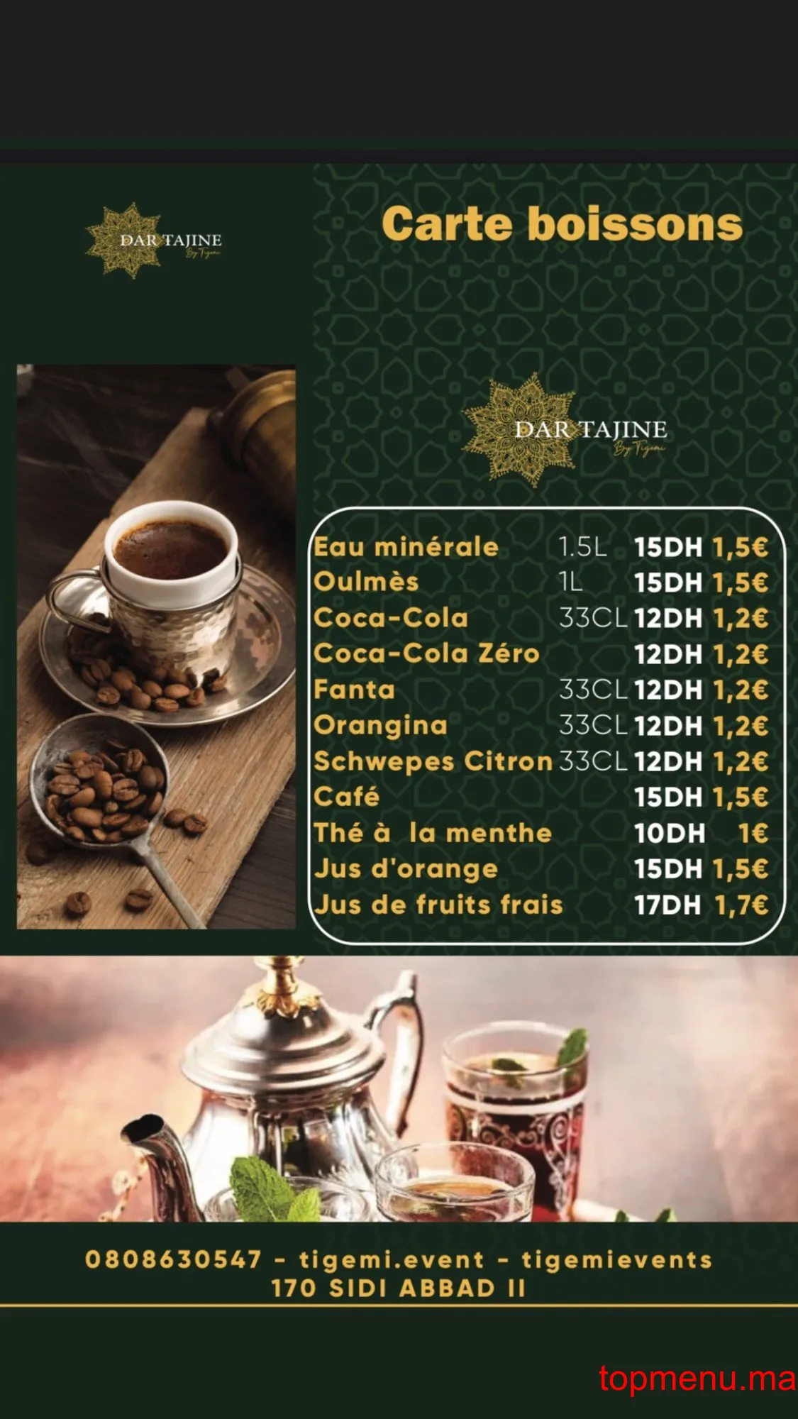 Dar Tajine By Tigemi menu page 1