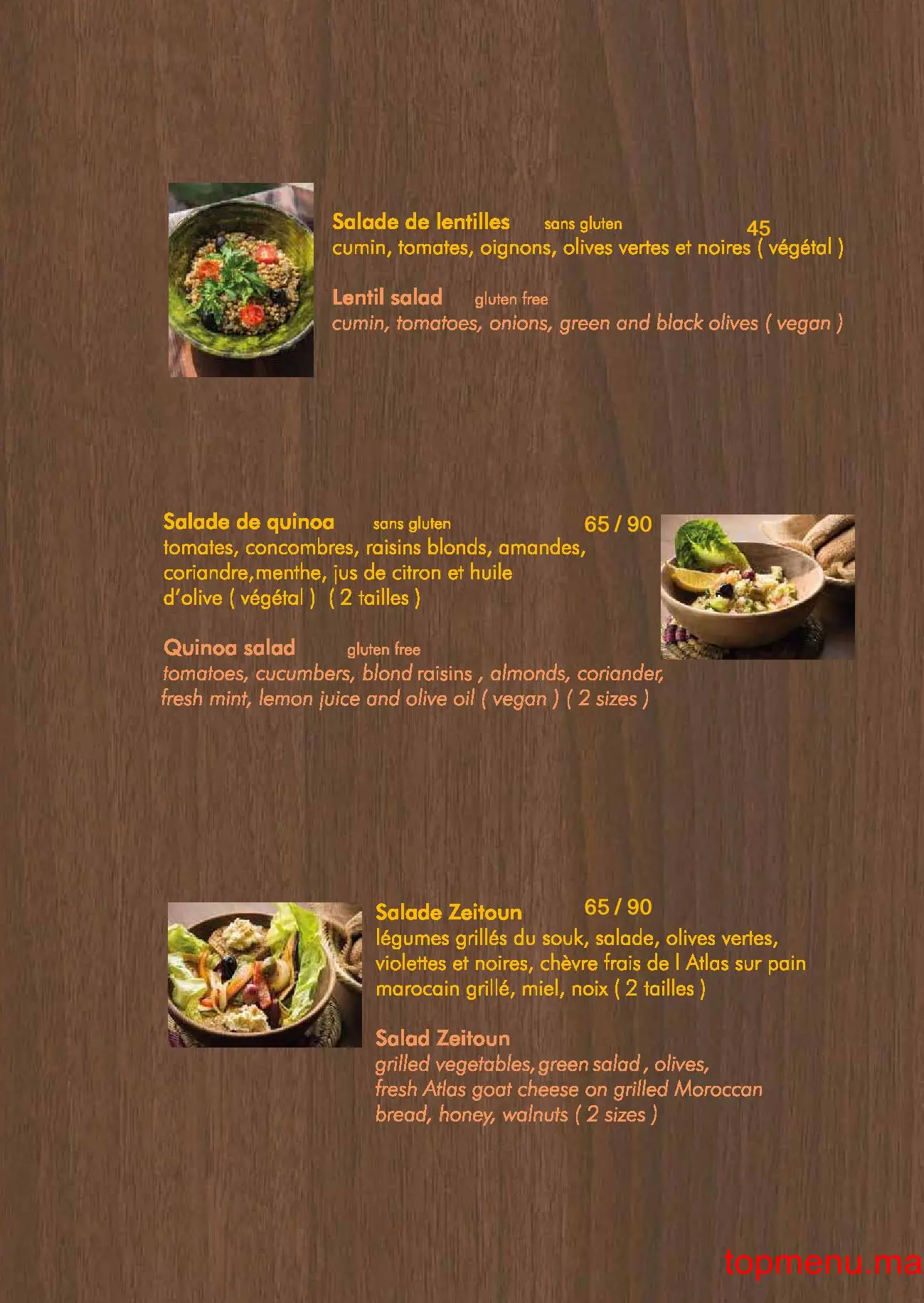 Zeitoun Café kasbah menu page 9