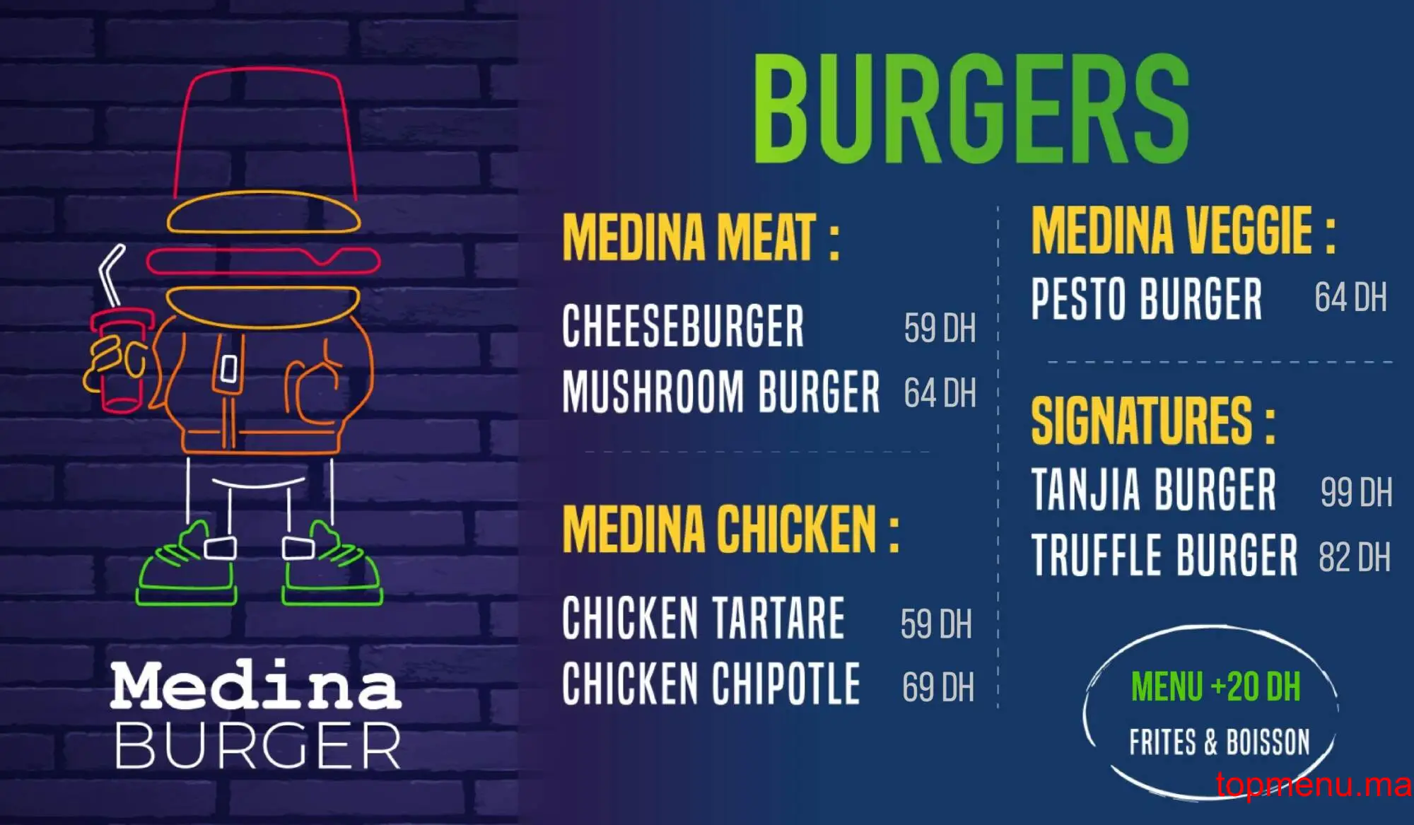 Medina Burger menu page 1