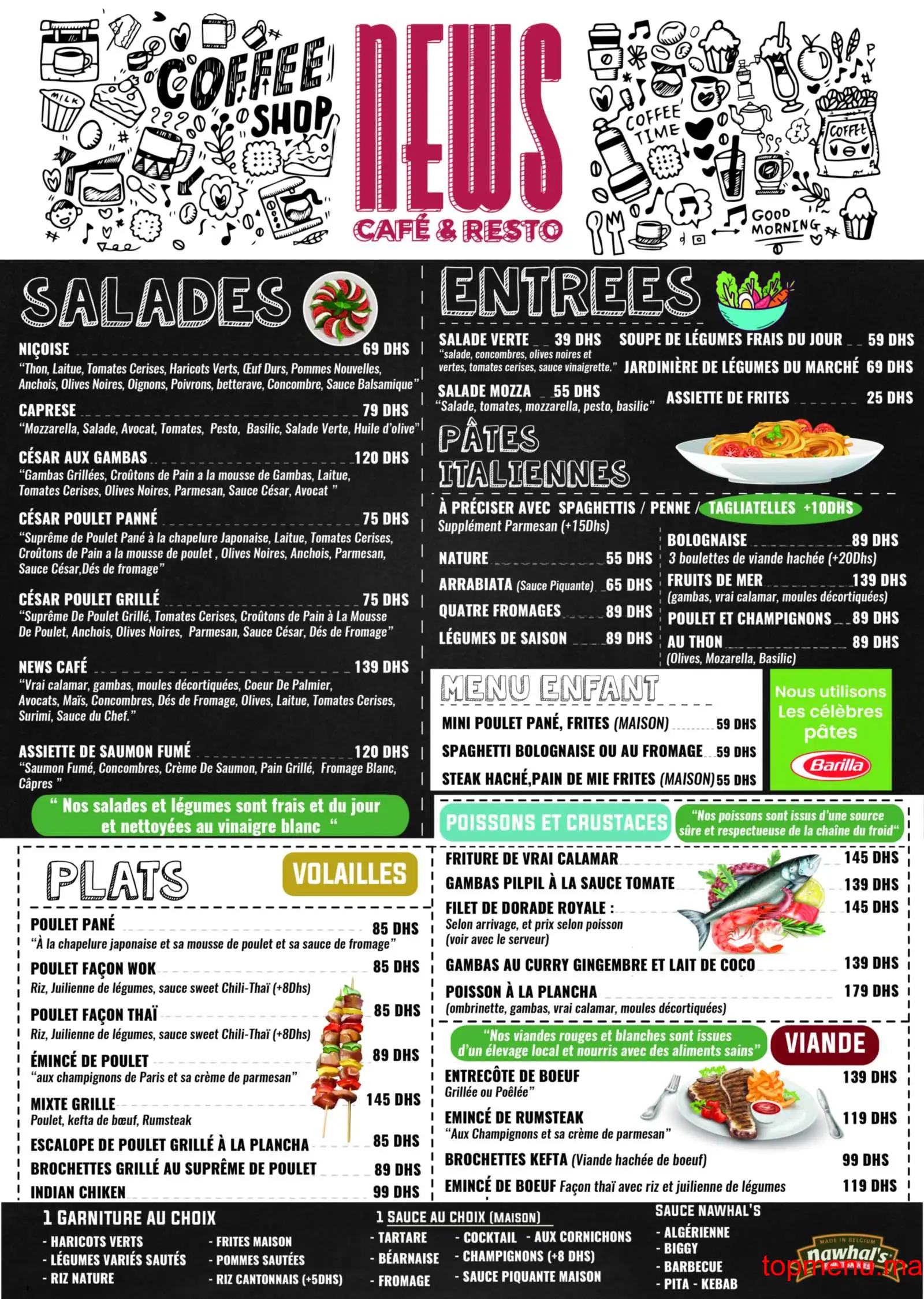 News Café menu page 1