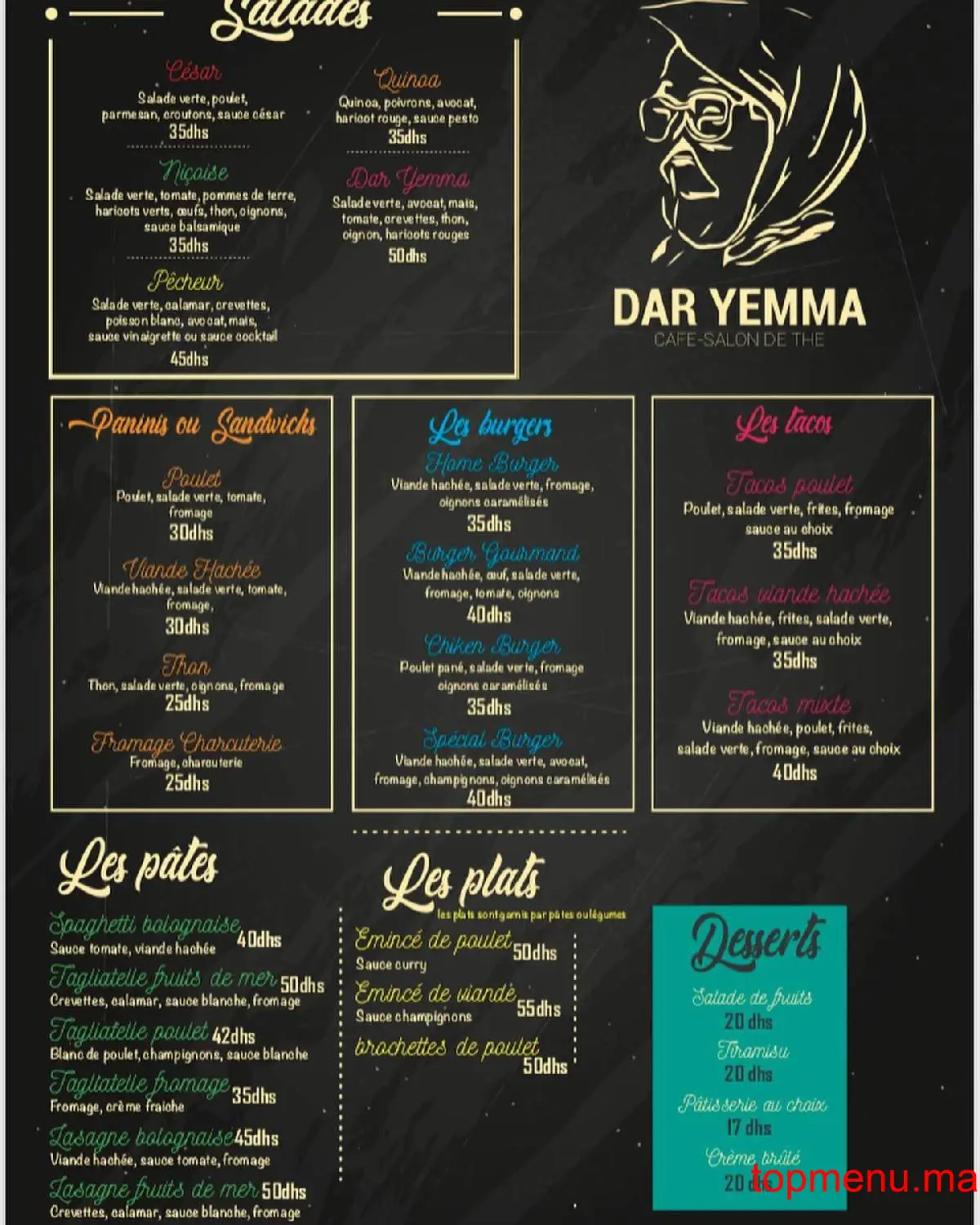 Dar Yemma menu page 1